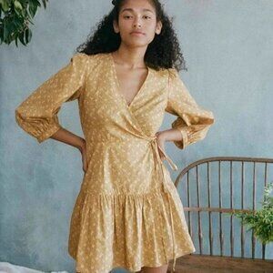 Christy Dawn The Talia Genuine Wrap Dress in Biscotti Cosmos Floral Size S NWT